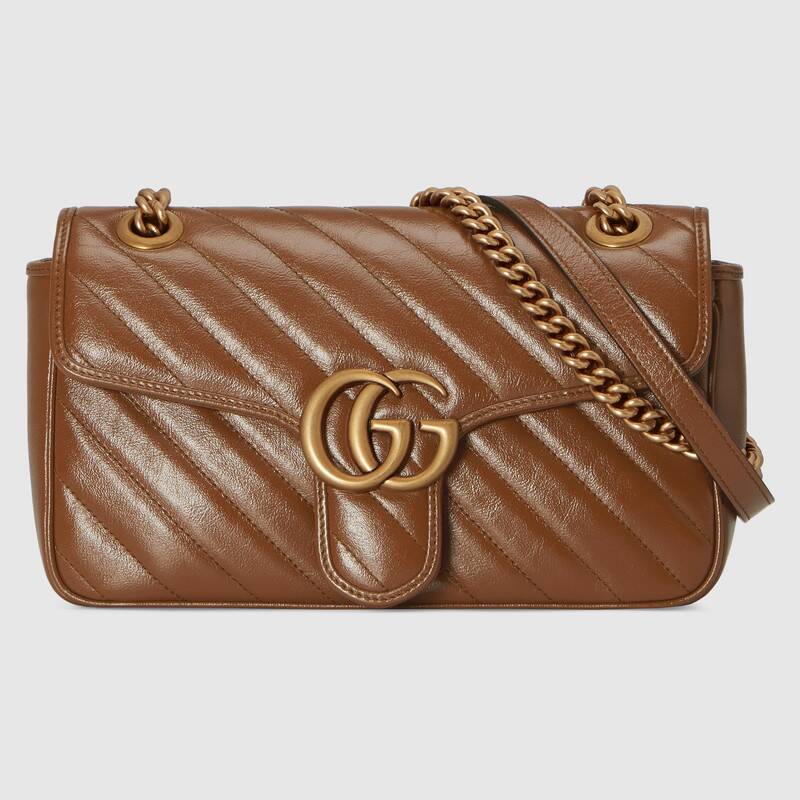 Gucci GG Marmont Small Matelasse Shoulder Bag 443497 Brown